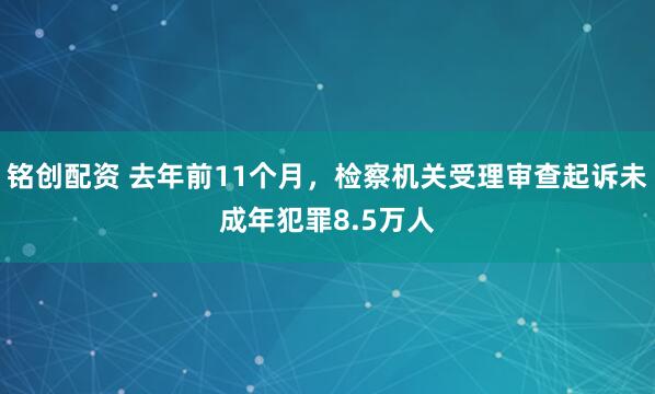 铭创配资 去年前11个月，检察机关受理审查起诉未成年犯罪8.5万人