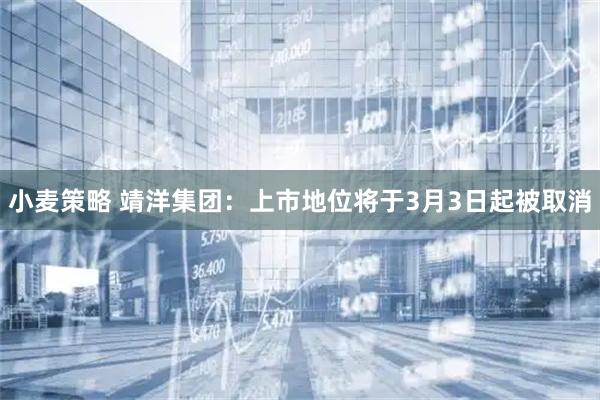 小麦策略 靖洋集团：上市地位将于3月3日起被取消