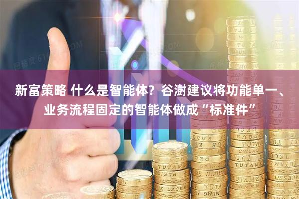新富策略 什么是智能体？谷澍建议将功能单一、业务流程固定的智能体做成“标准件”