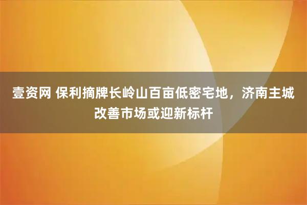 壹资网 保利摘牌长岭山百亩低密宅地,济南主城改善市场或迎新标杆