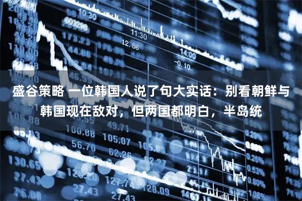 盛谷策略 一位韩国人说了句大实话：别看朝鲜与韩国现在敌对，但两国都明白，半岛统