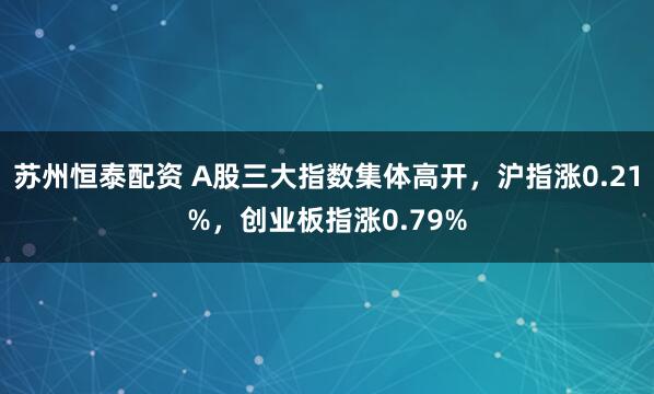 苏州恒泰配资 A股三大指数集体高开，沪指涨0.21%，创业板指涨0.79%