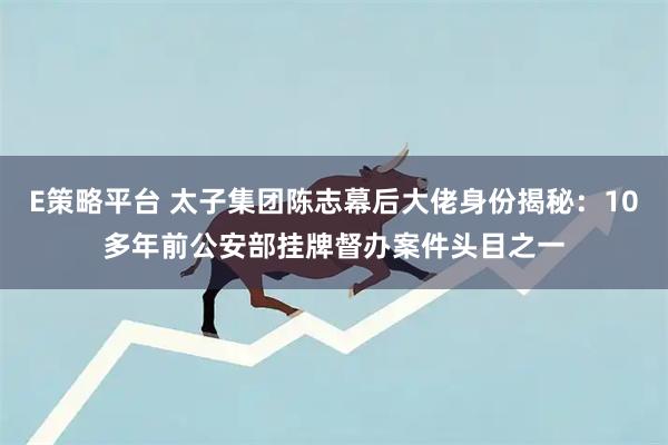 E策略平台 太子集团陈志幕后大佬身份揭秘：10多年前公安部挂牌督办案件头目之一